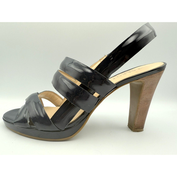 Talbots Heels In Nantucket Patten Leather Strappy Navy Size 8 Pre-owned - Picture 5 of 9